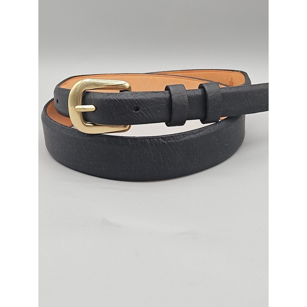 Bison Black Leather Mens Crescent Belt Handcrafted In USA Size 34 1.25"